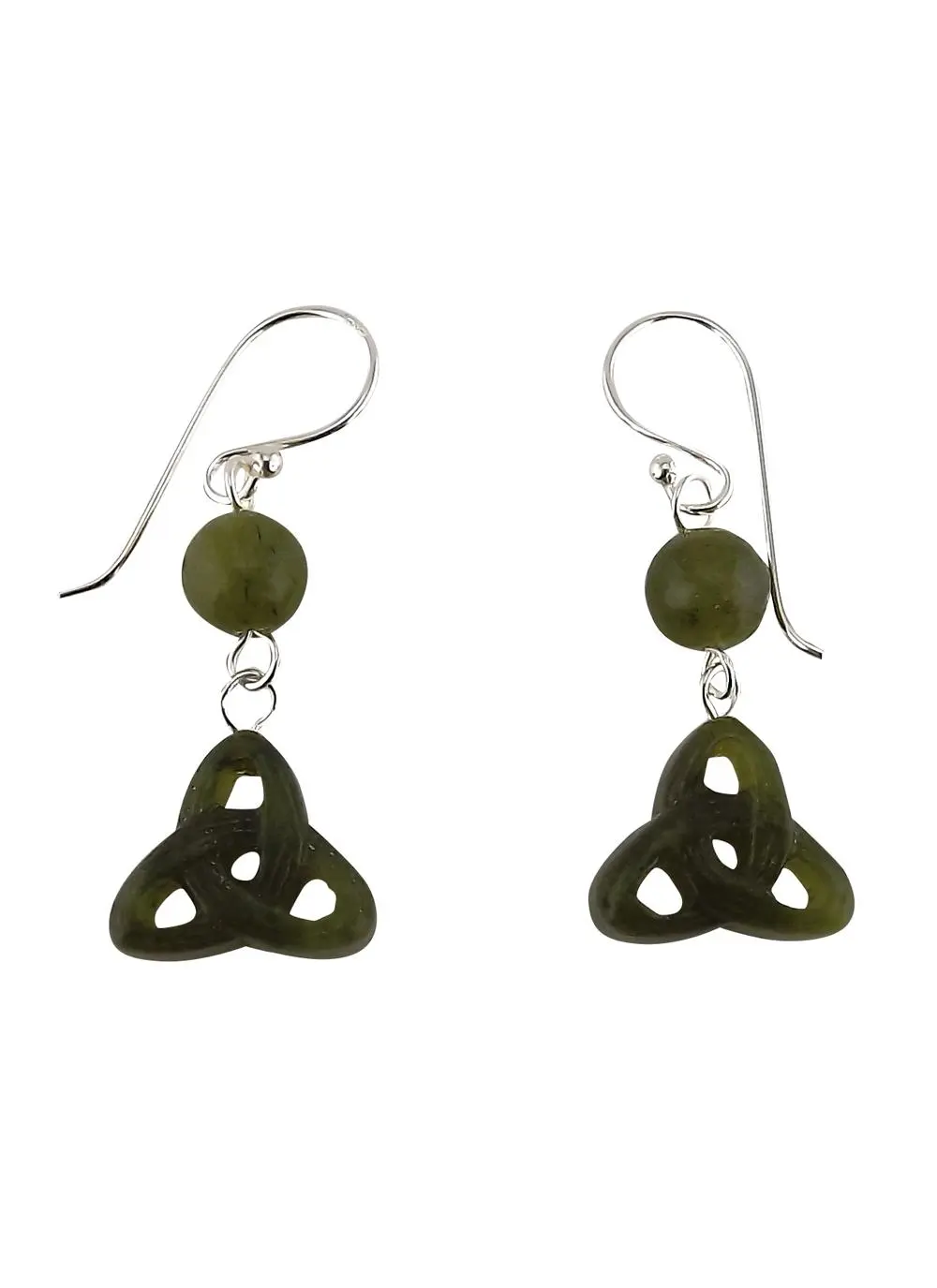 Connemara Marble Carved Trinity Knot Earrings