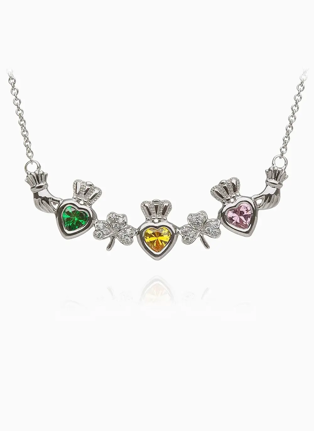 Sterling Silver Personalized Triple Family Birthstone Pendant