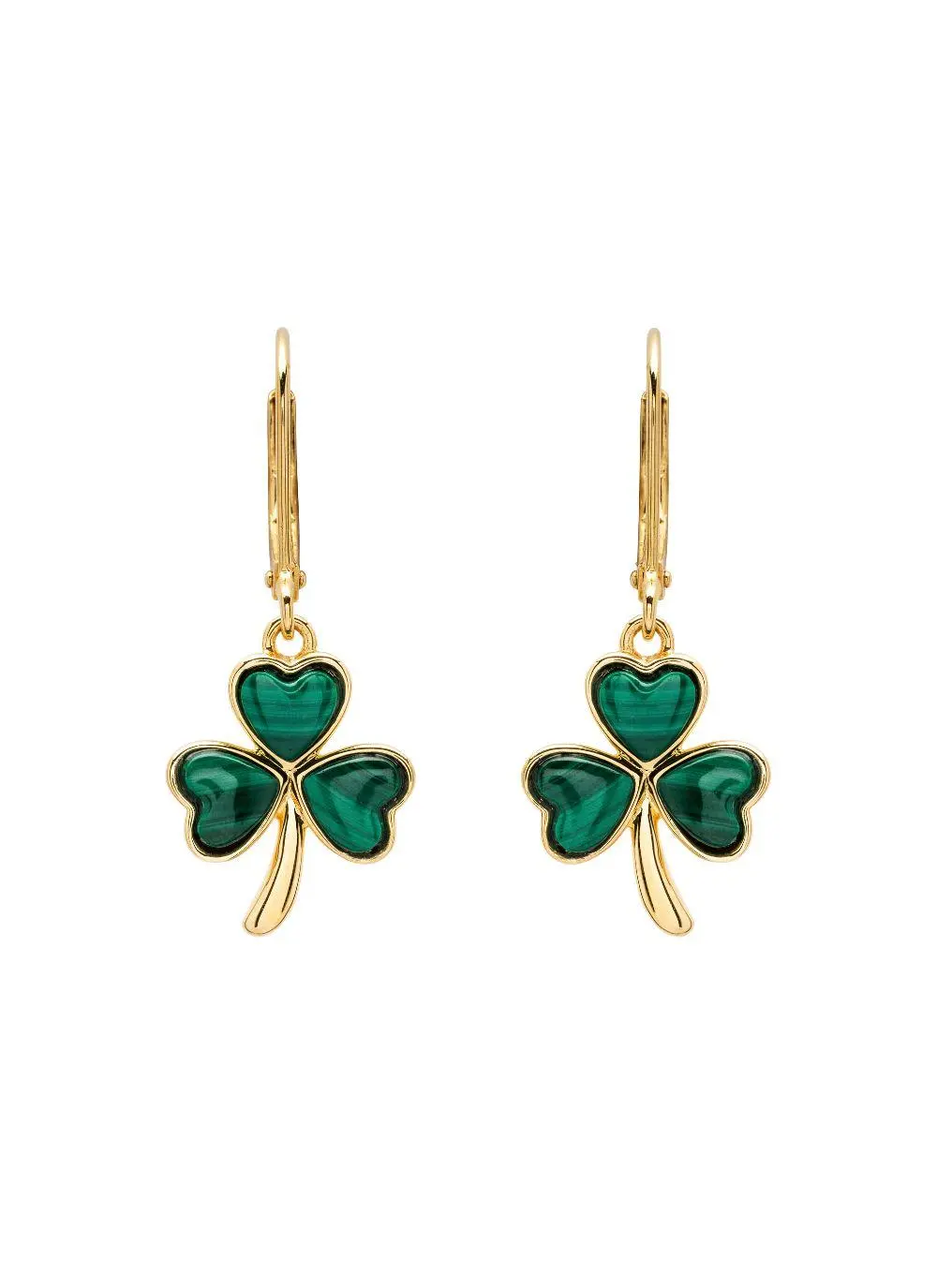14ct Gold Vermeil Shamrock Earrings with Malachite
