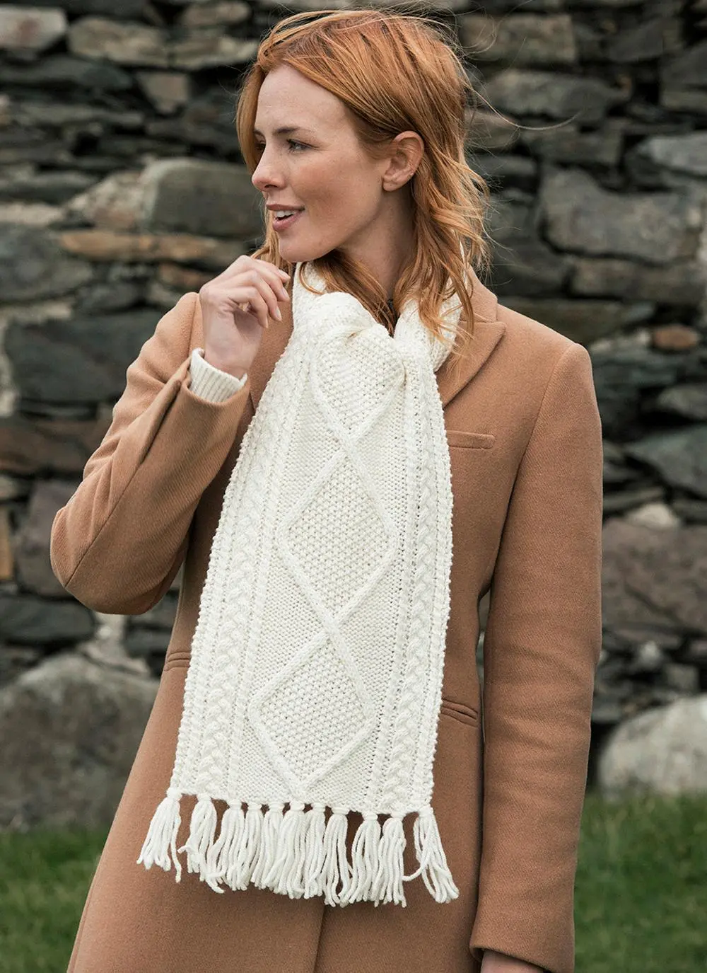 Hand-Knit Aran Scarf