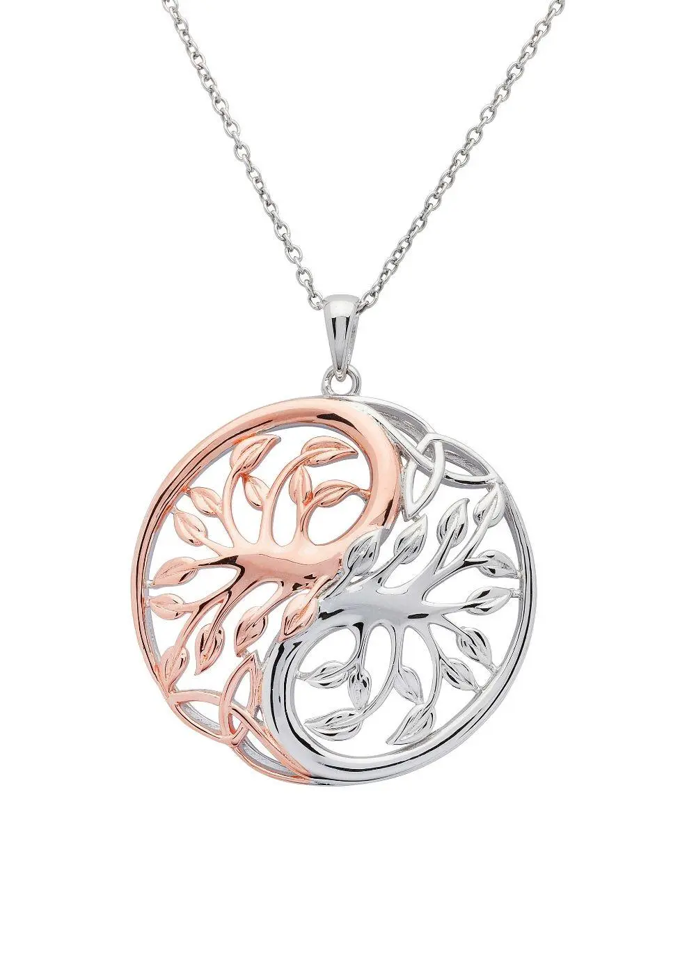 Sterling Silver & Rare Irish Rose Gold Tree of Life Pendant