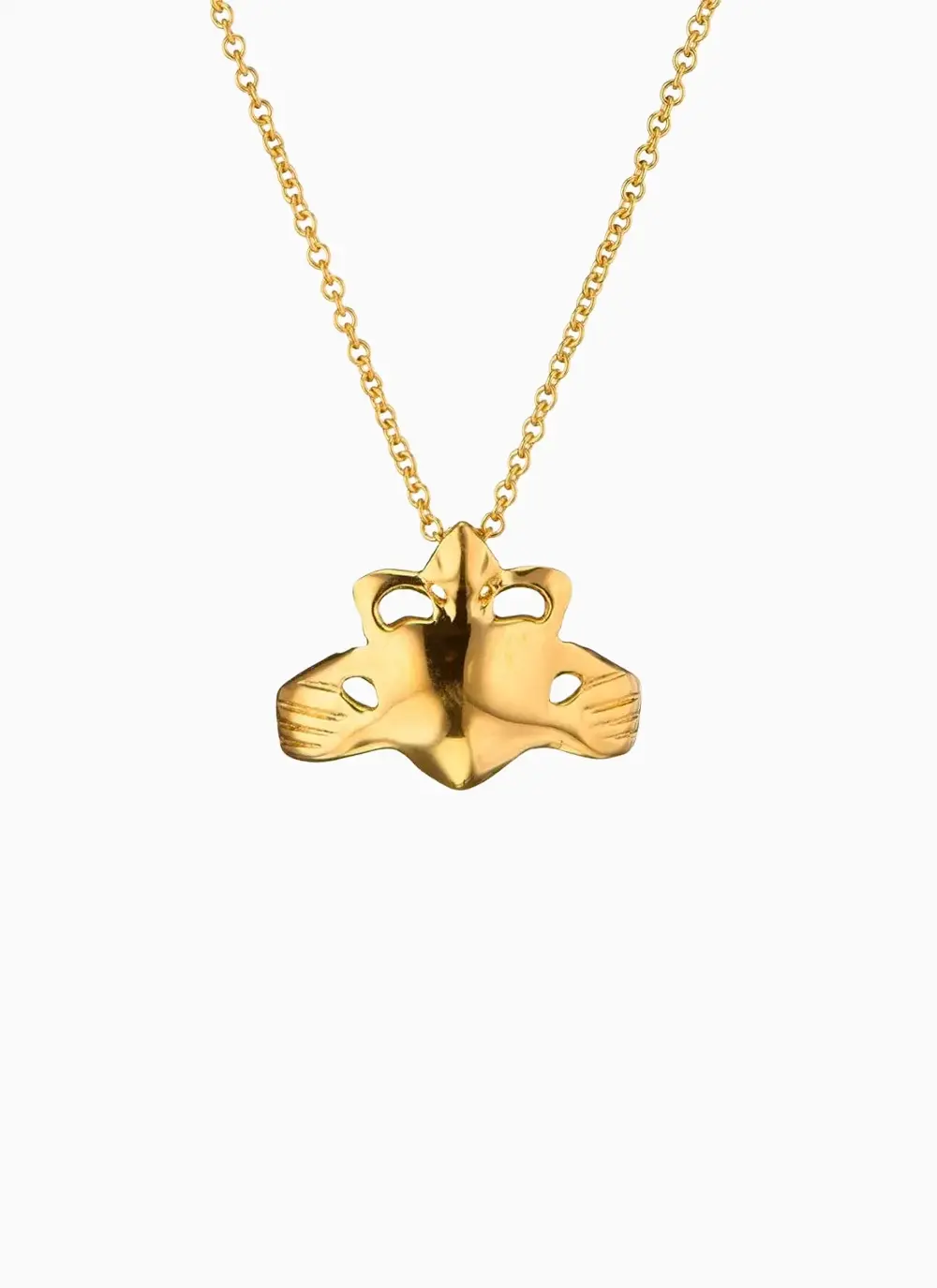 Loinnir 18k Gold Vermeil Claddagh Floating Necklace Handmade in Ireland