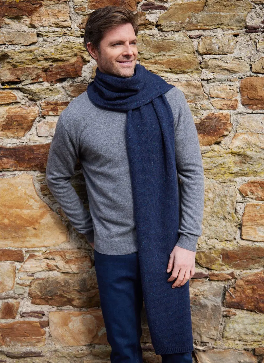 Wool Cashmere Long Tweed Scarf