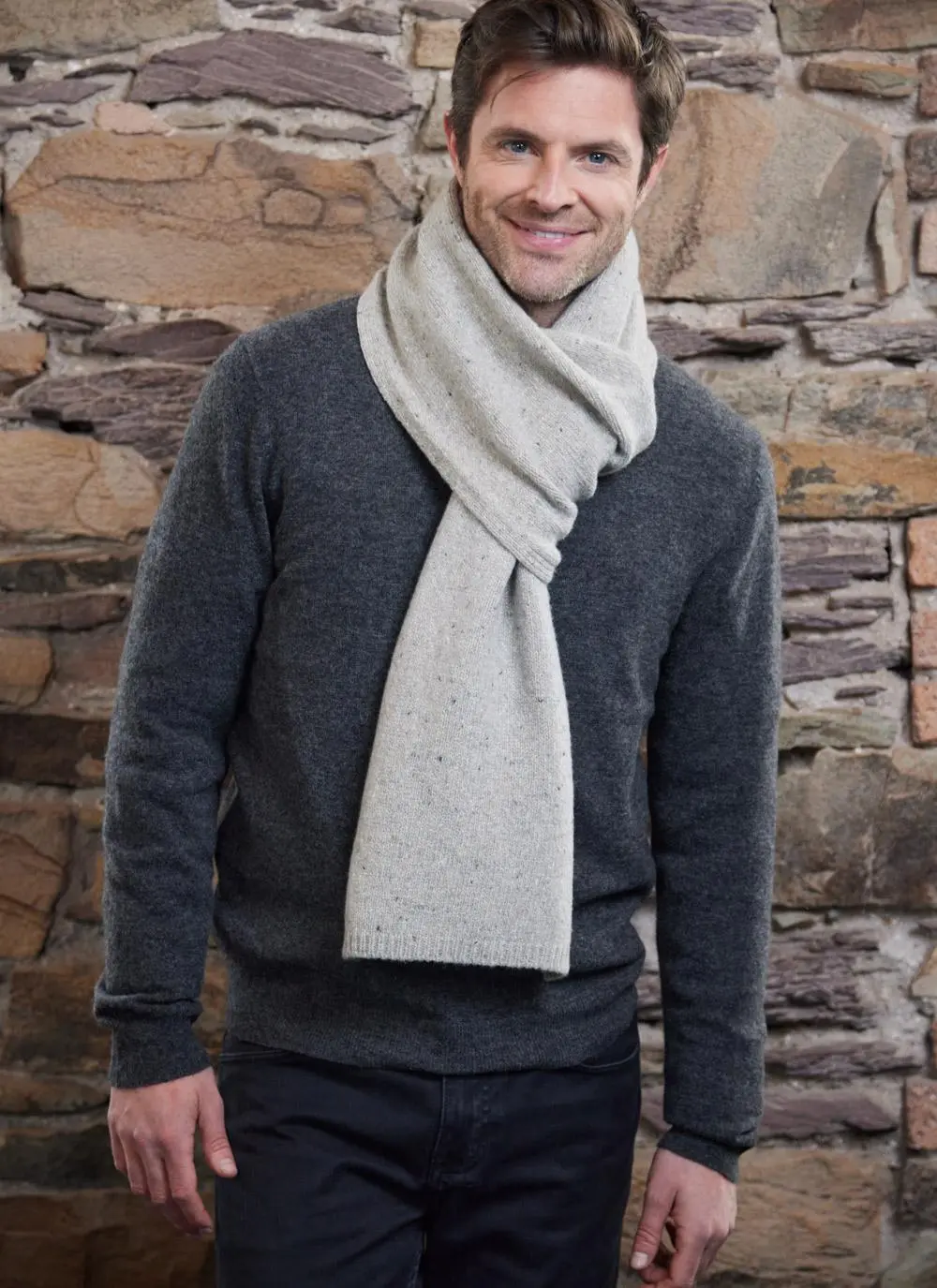 Wool Cashmere Long Tweed Scarf