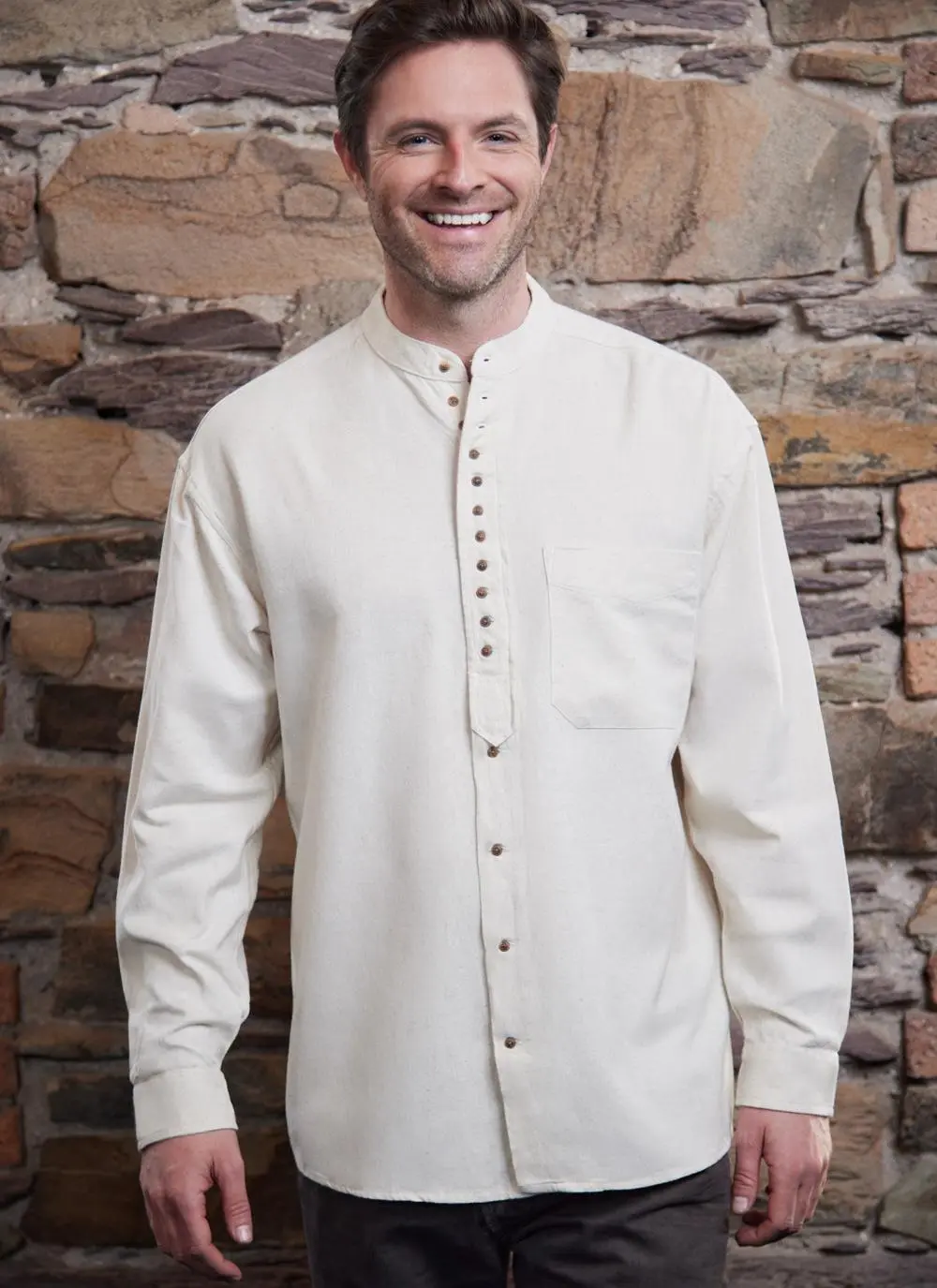 Andrew Cotton Linen Grandfather Shirt