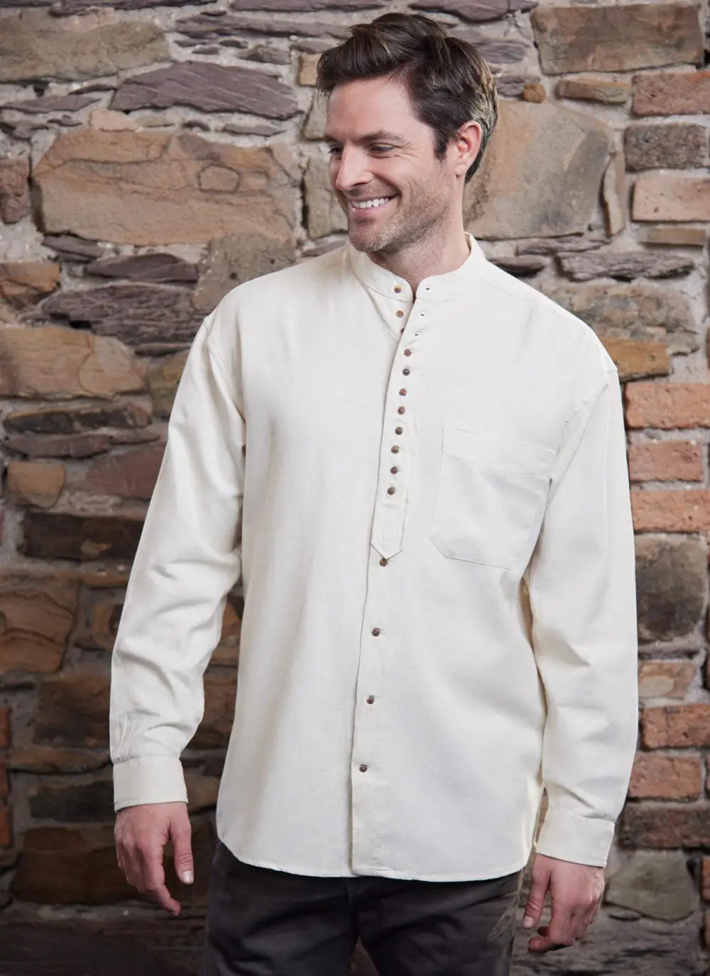 Andrew Cotton Linen Grandfather Shirt