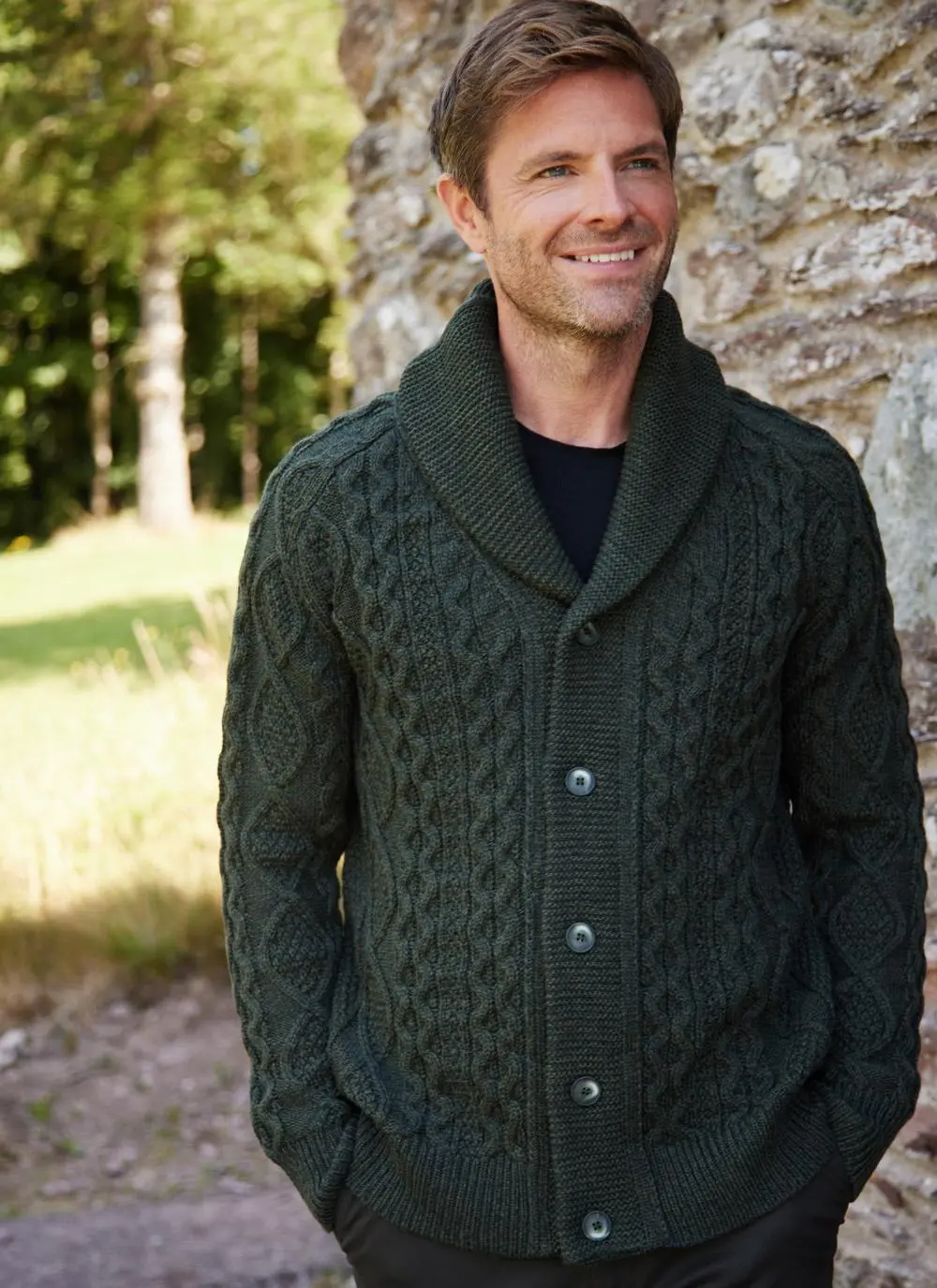 Conor Shawl Collar Aran Cardigan
