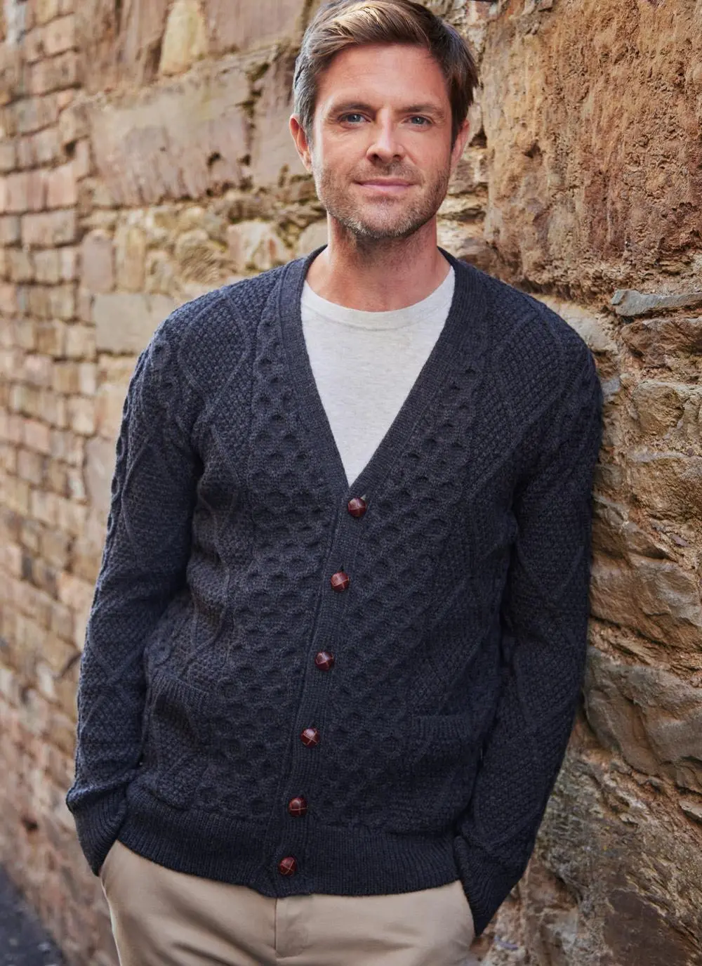 Daire V-Neck Aran Cardigan 