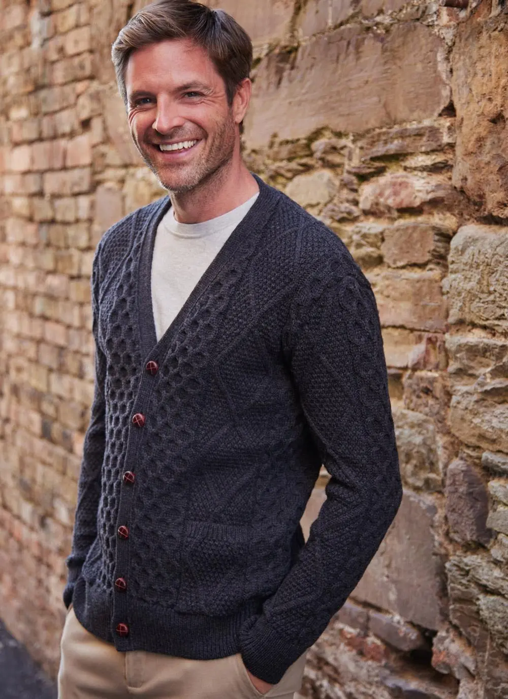 Daire V-Neck Aran Cardigan 