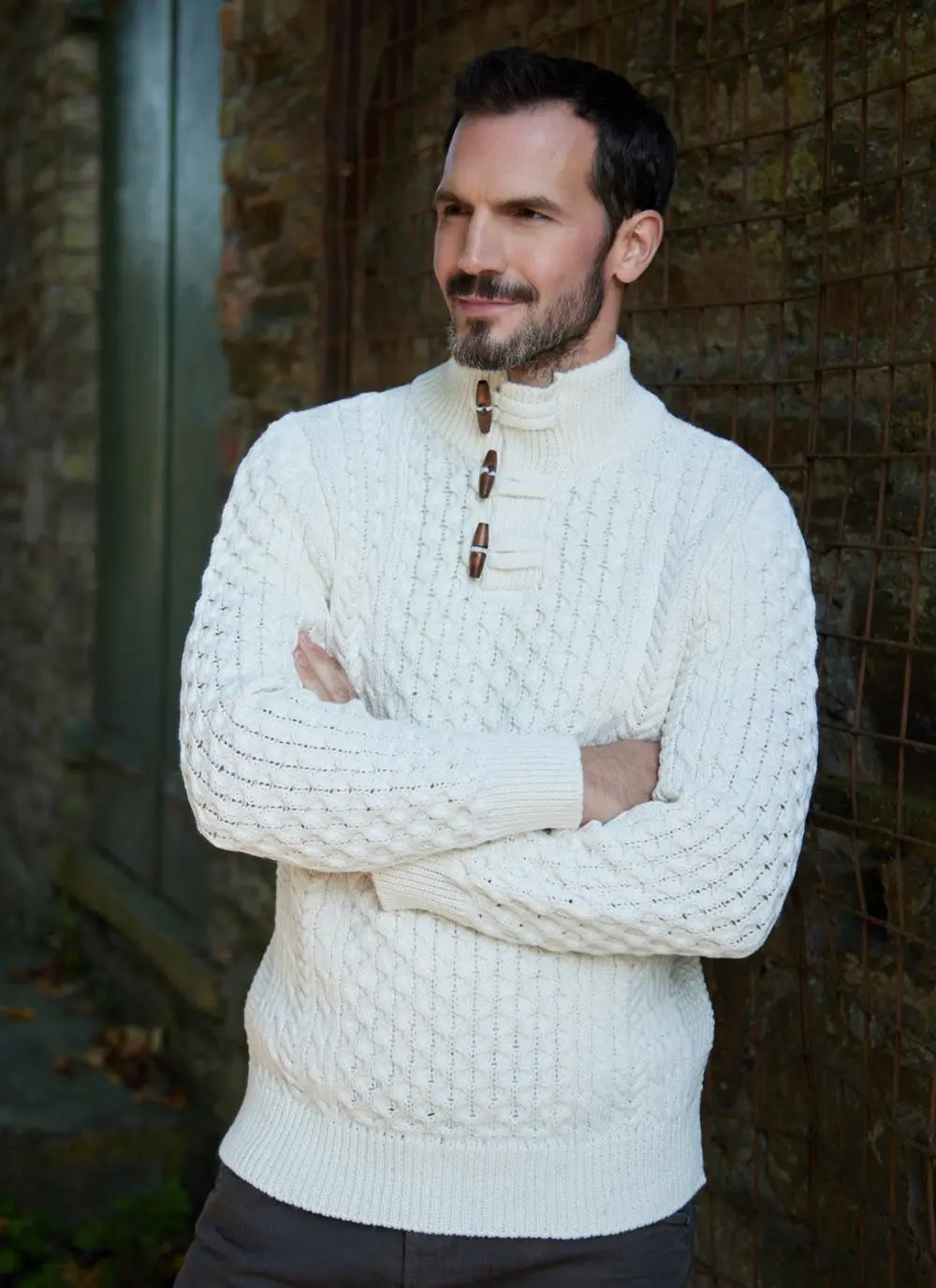 Cormac Toggle Neck Aran Sweater