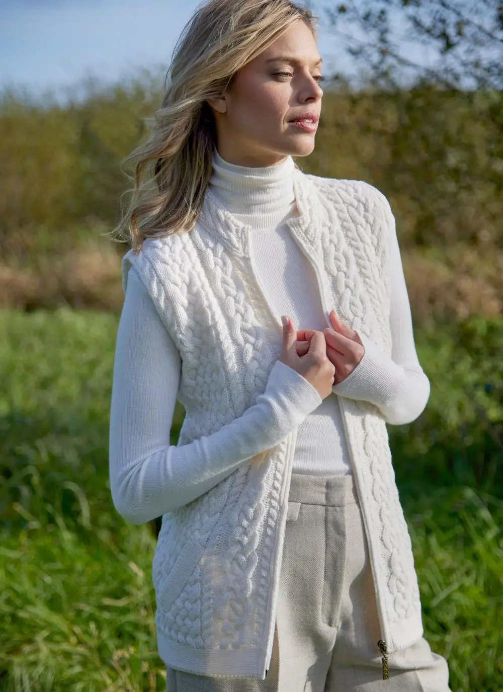 Roisin Full Zip Aran Gilet