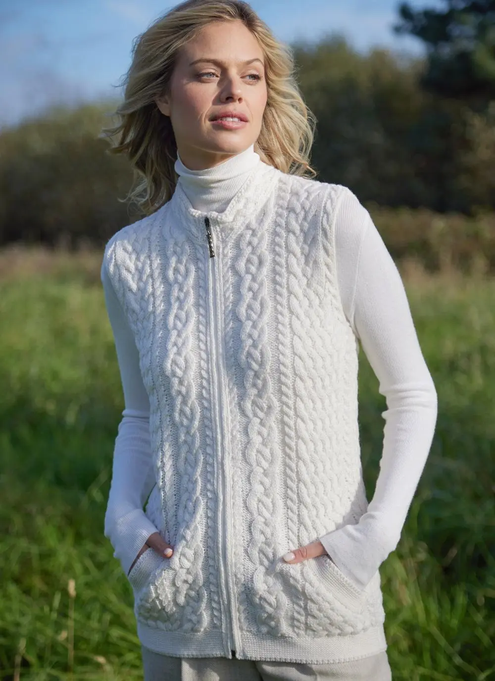 Roisin Full Zip Aran Gilet