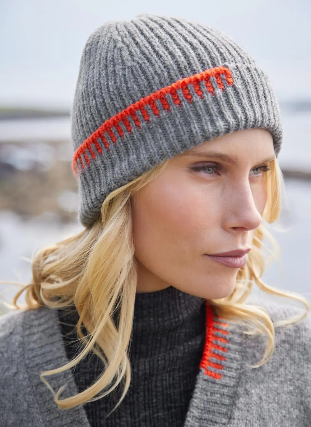 Wool Cashmere Blanket Stitch Beanie
