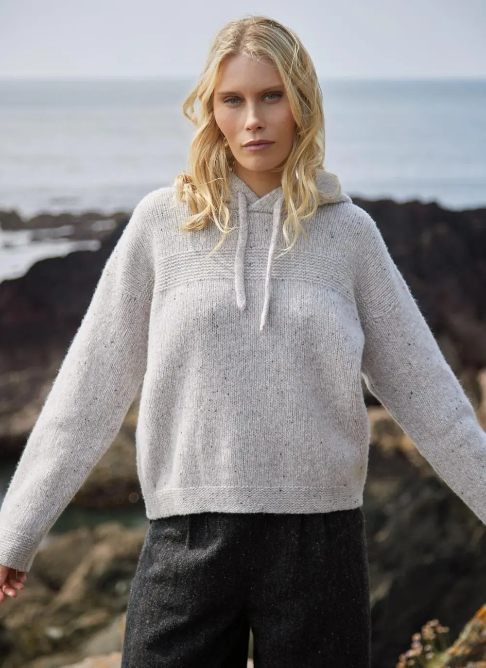 Fisherman Cashmere Cropped Hoodie