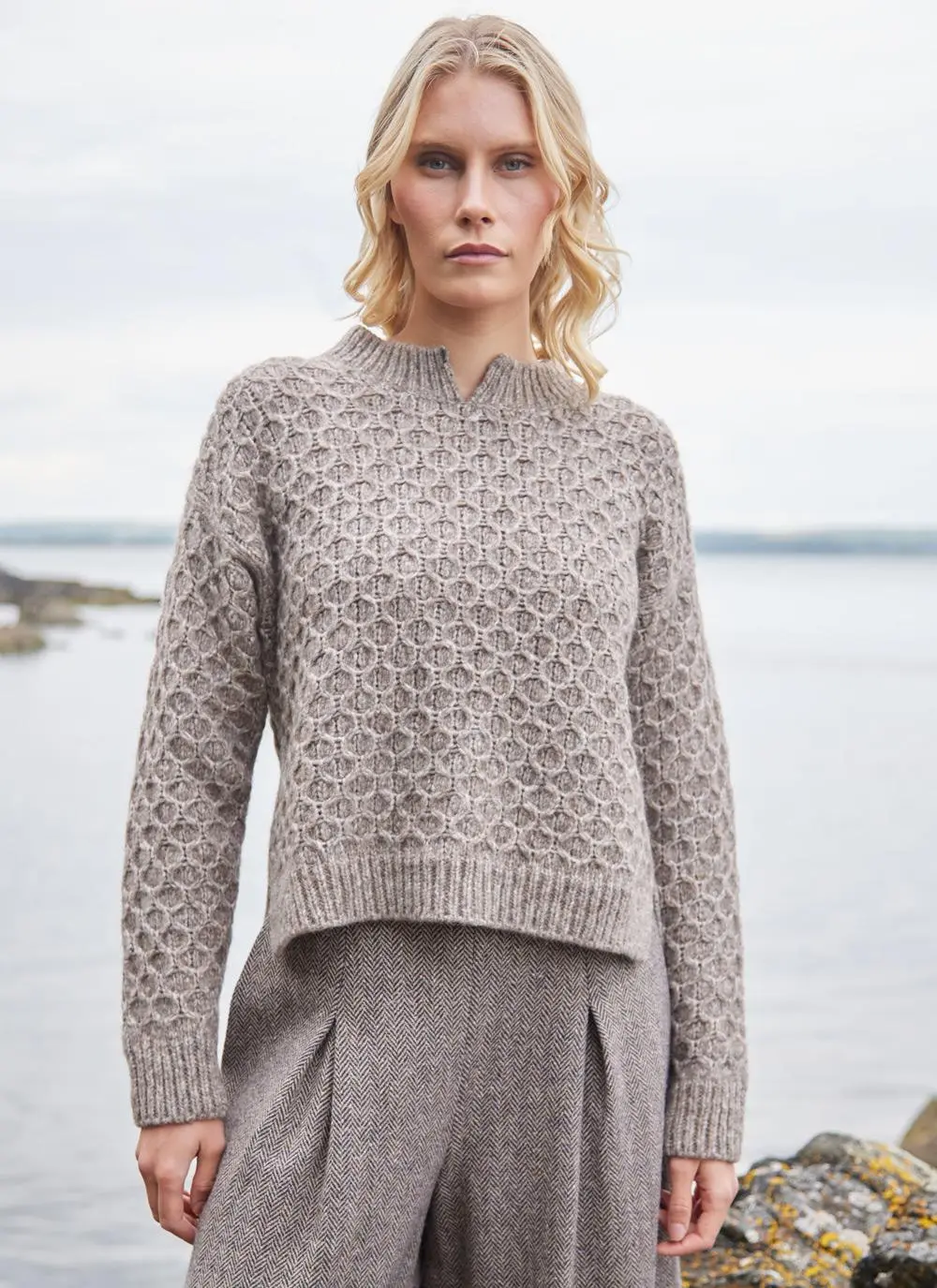 Alpaca Honeycomb Stitch Sweater