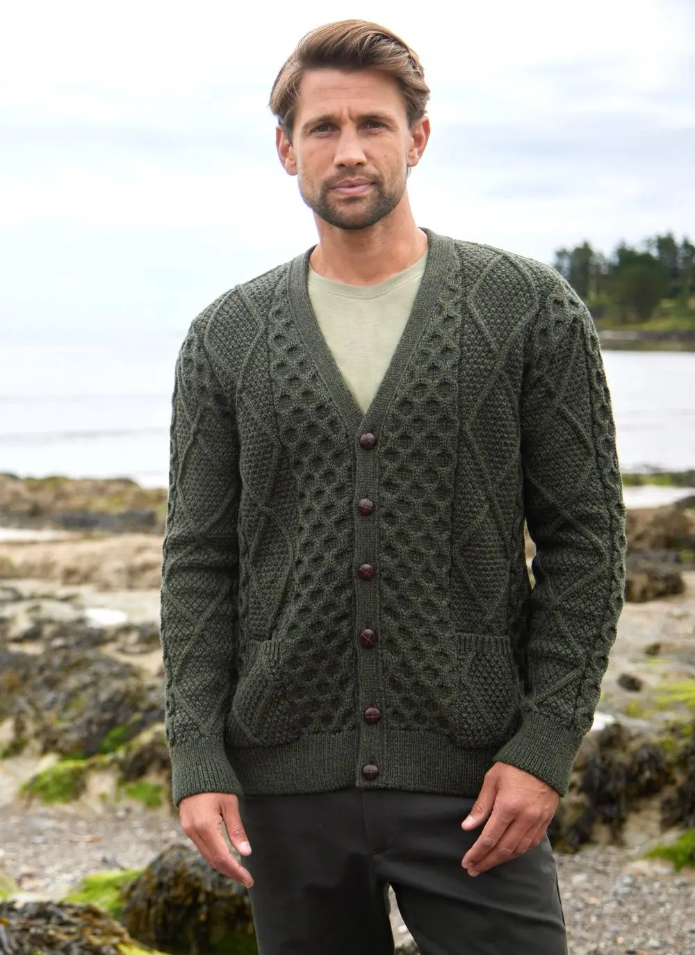 Daire V-Neck Aran Cardigan 