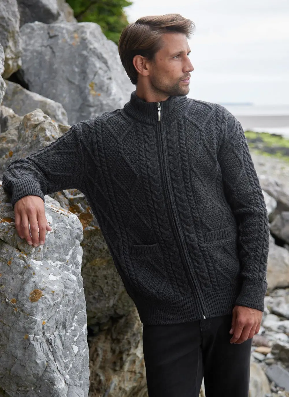Denis Full Zip Aran Sweater