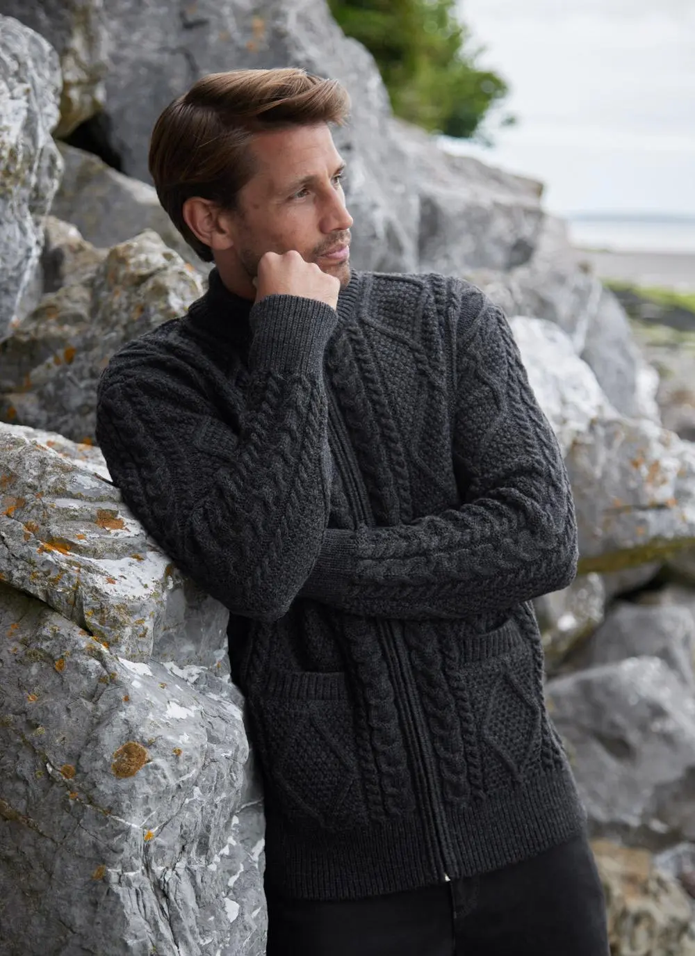 Denis Full Zip Aran Sweater