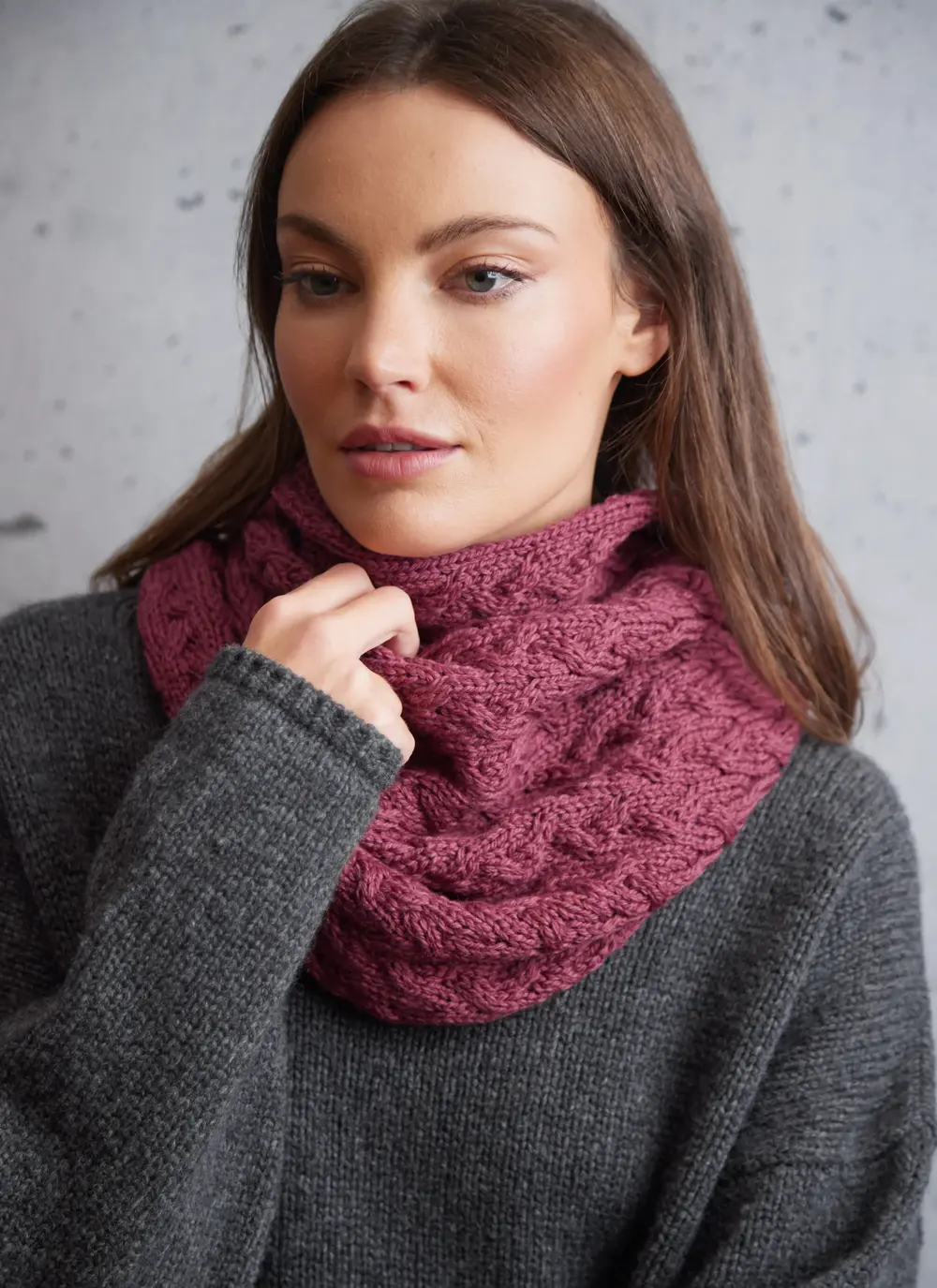 Supersoft Aran Snood in Jam