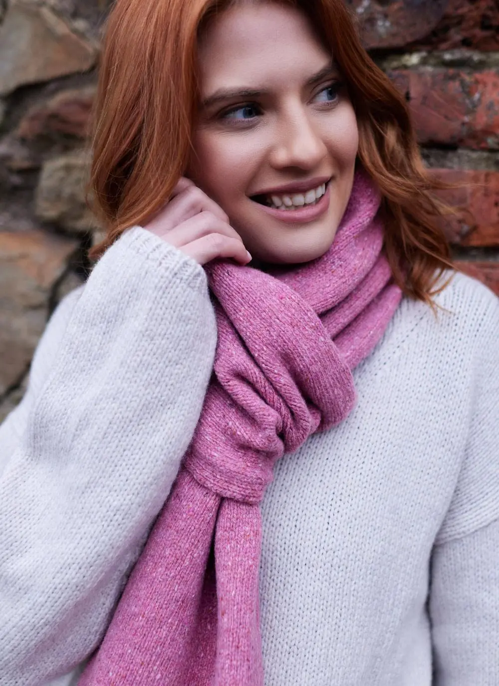 Wool Cashmere Long Jersey Stitch Scarf