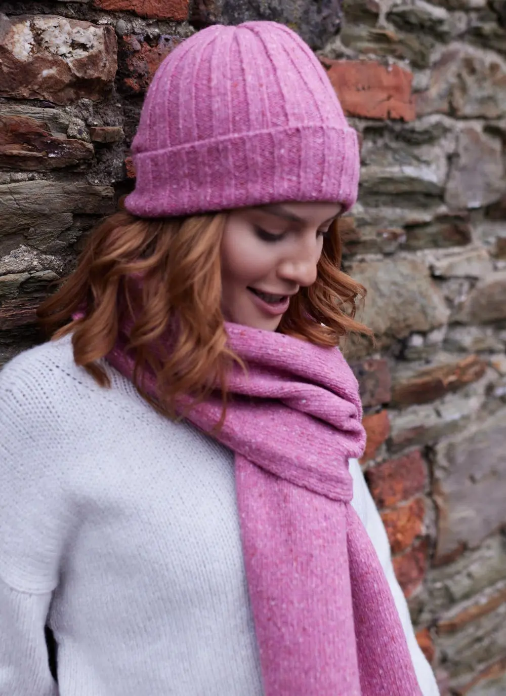 Wool Cashmere Tweed Ribbed beanie