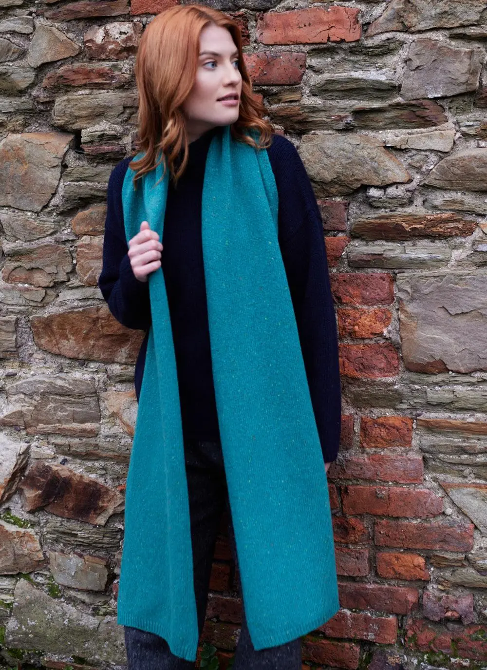 Wool Cashmere Long Jersey Stitch Scarf