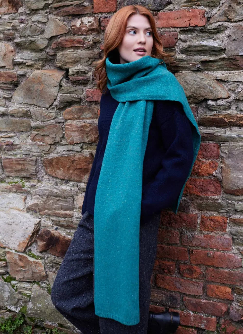 Wool Cashmere Long Jersey Stitch Scarf