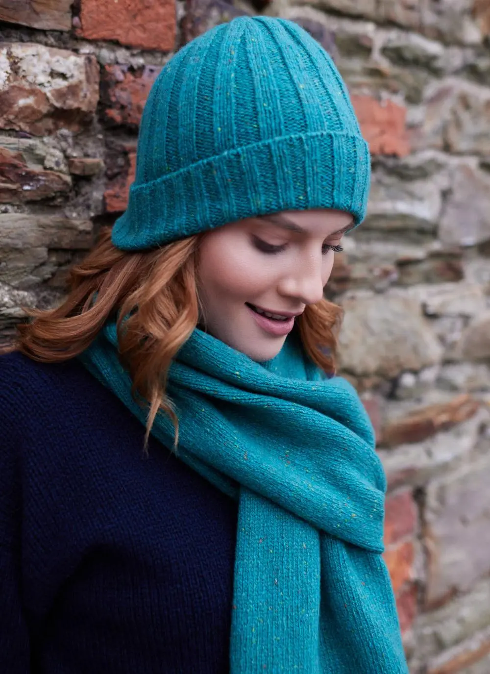 Wool Cashmere Tweed Ribbed Beanie