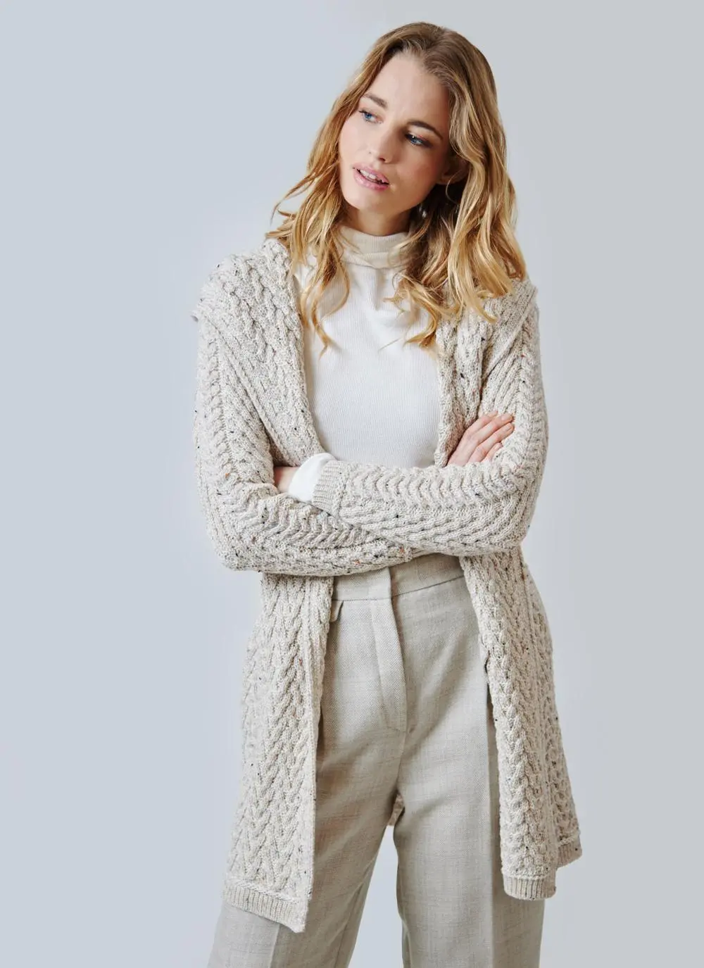 Eimear Aran Cable Knit Hooded Cardigan