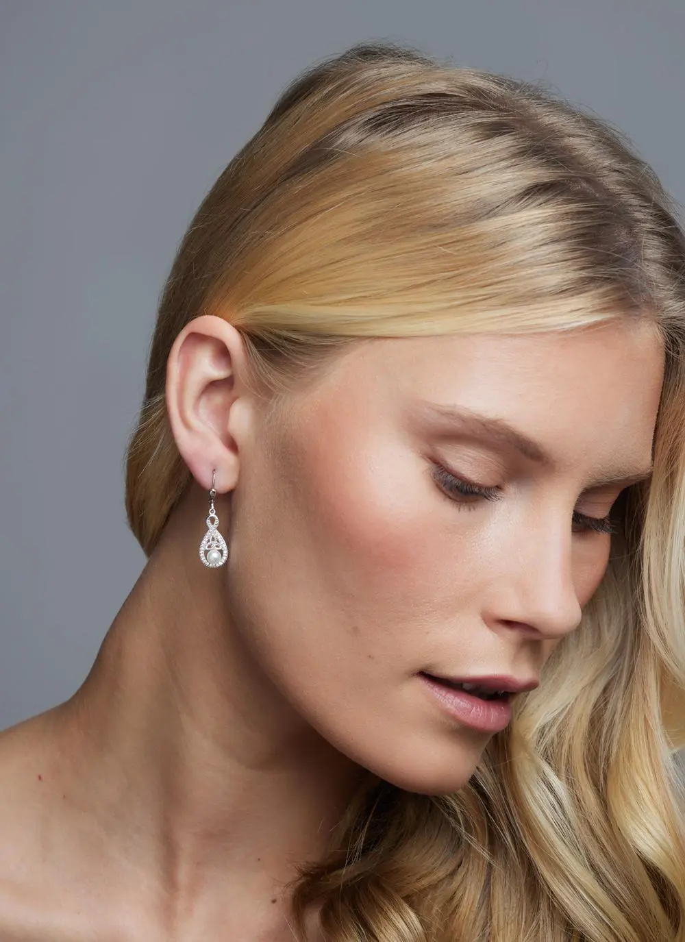 Sterling Silver Pearl & Crystal Trinity Knot Drop Earrings