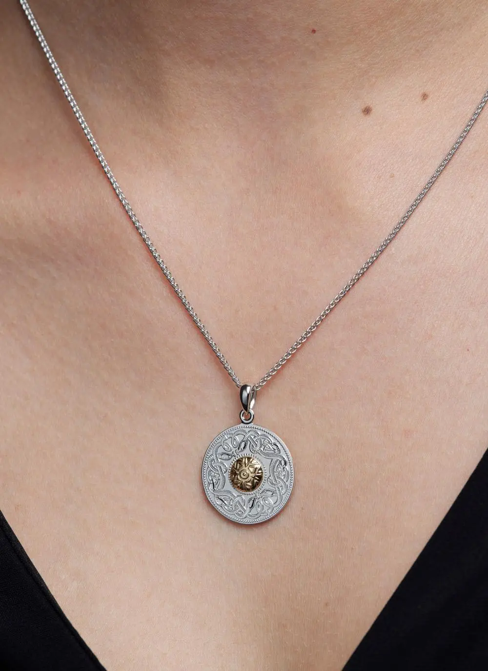 Celtic Warrior Pendant with 18K Gold Bead