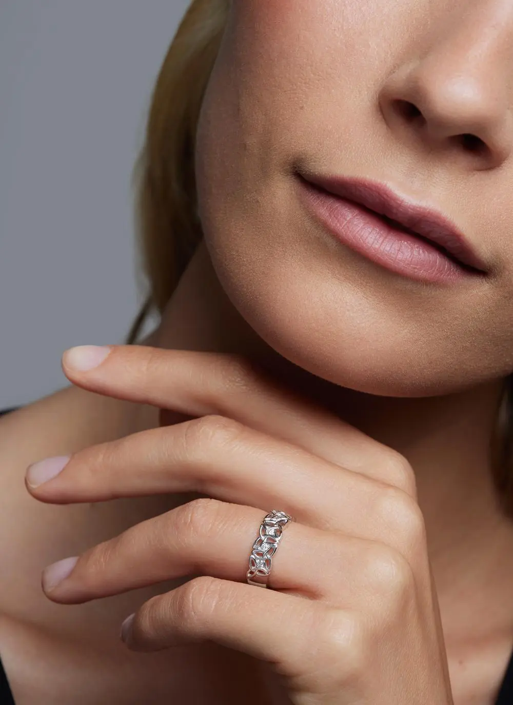 14ct White Gold Diamond Trinity Knot Ring