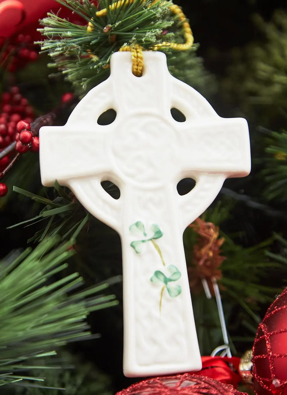 Belleek St. Kieran's Celtic Cross Decoration