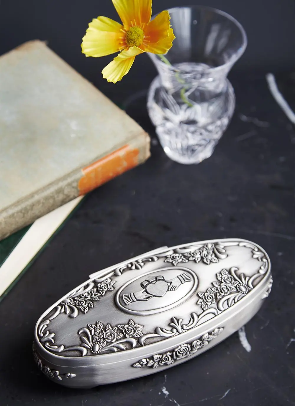Claddagh & Rose Oval Jewelry Box