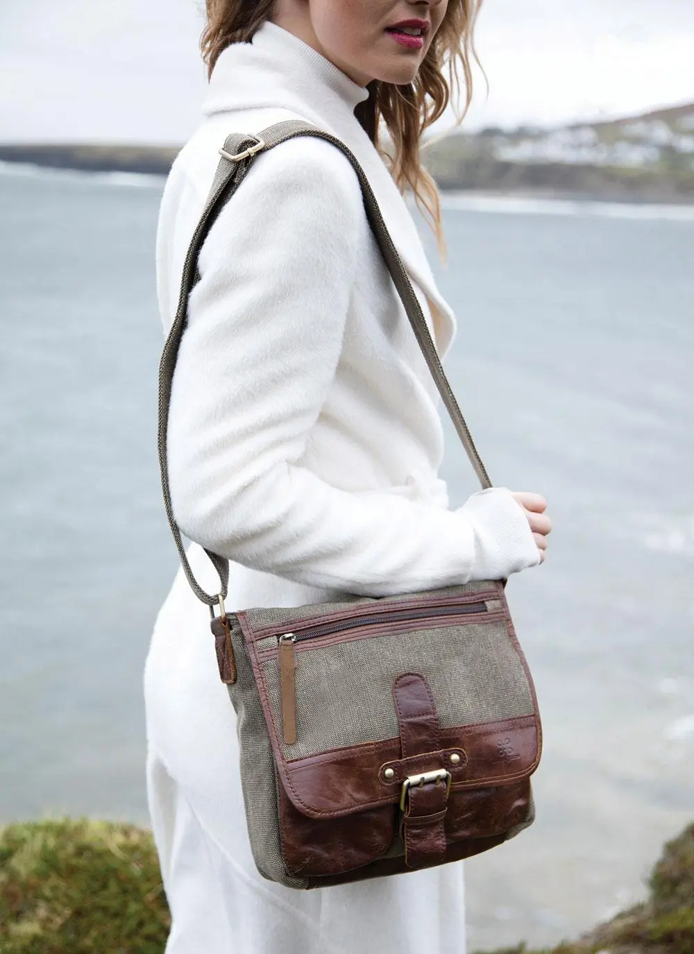 Single Buckle Tweed Satchel