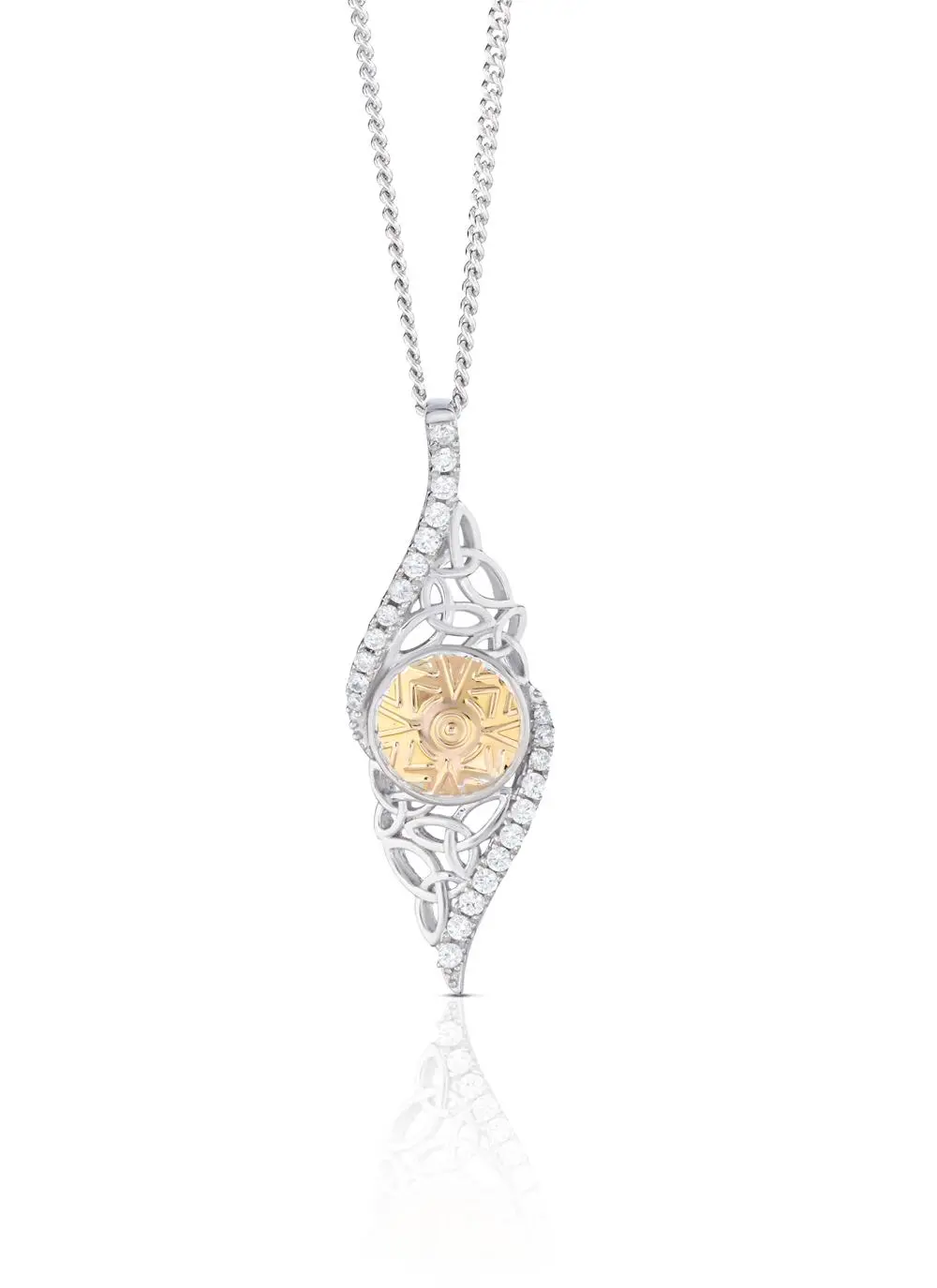 Sterling Silver & 18ct Gold Bead Solstice Twisted Pendant
