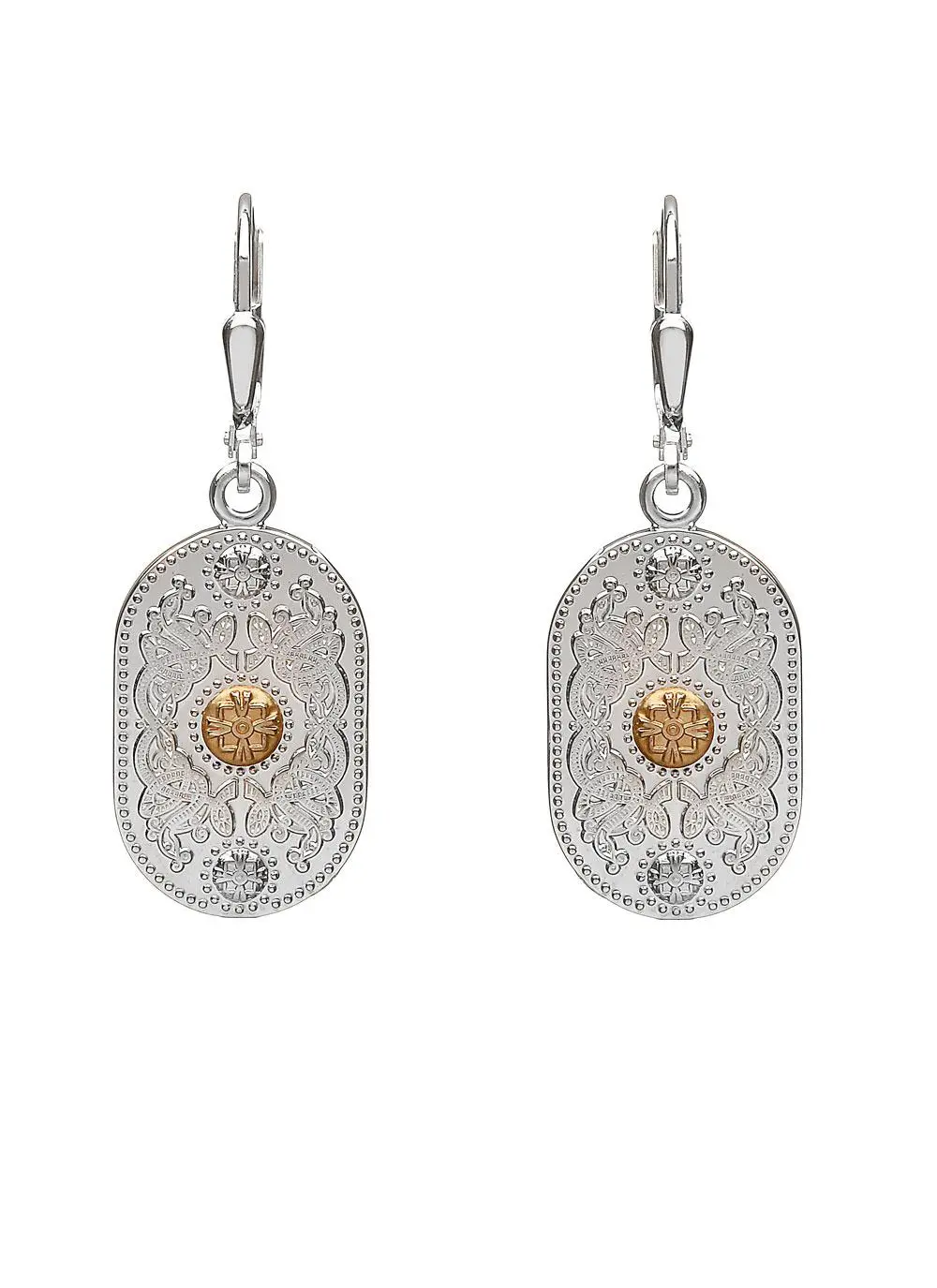 Sterling Silver & Rare Irish Gold Arda Drop Earrings
