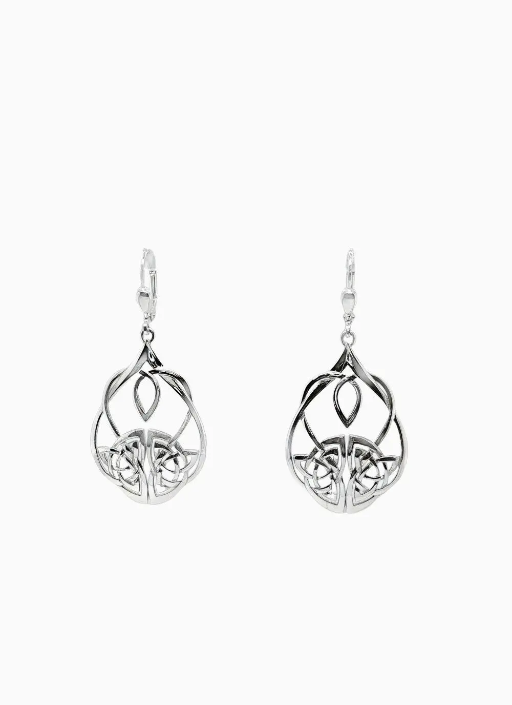 Sterling Silver Celtic Oval Drop Earrings