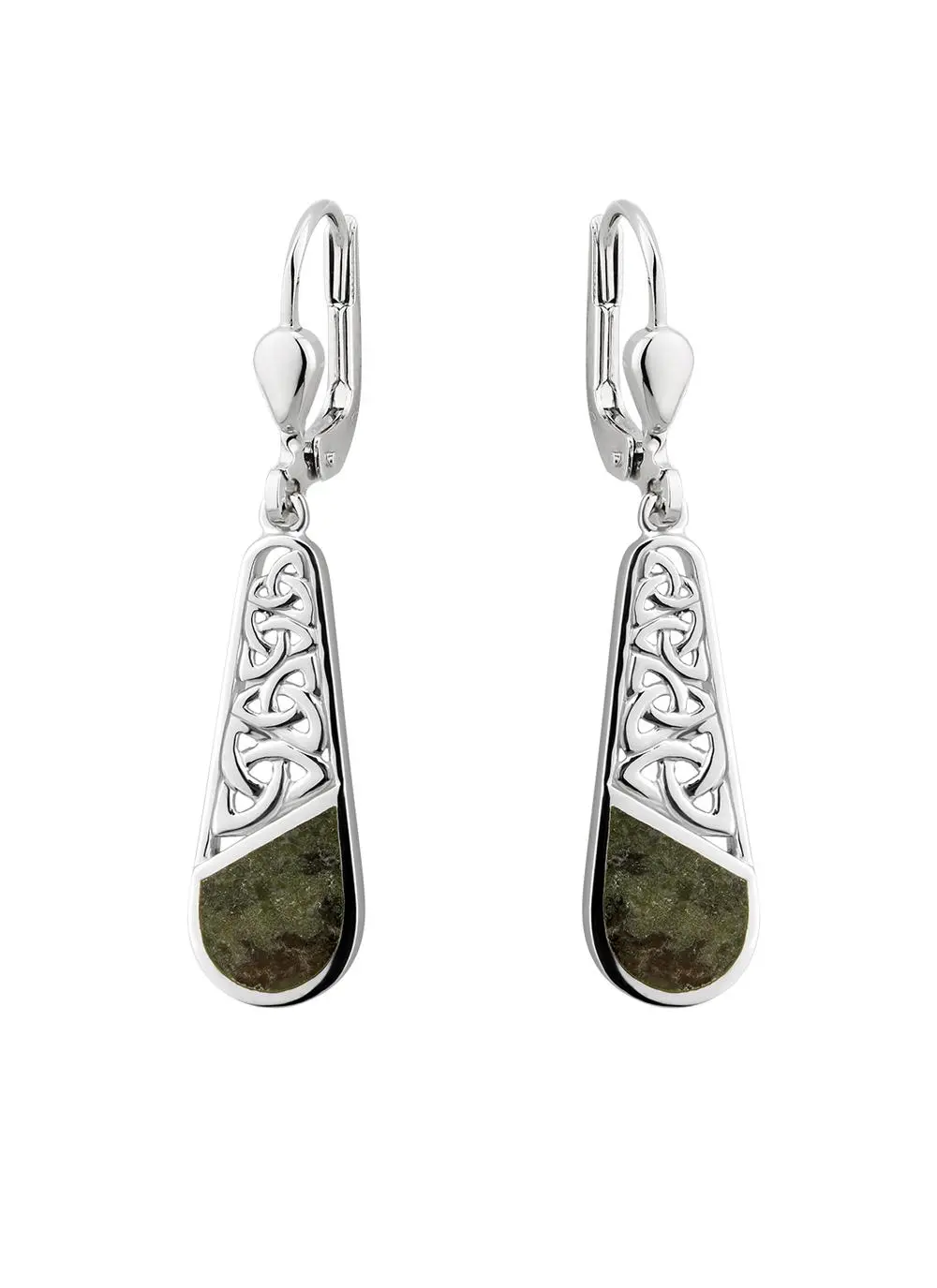 Sterling Silver Connemara Marble Trinity Knot Earrings