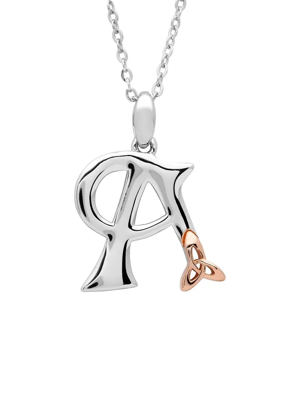 Sterling Silver Trinity Knot Initial Pendant - A