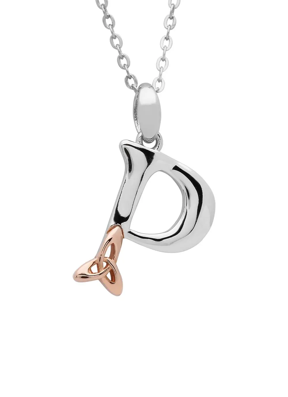 Sterling Silver Trinity Knot Initial Pendant - P