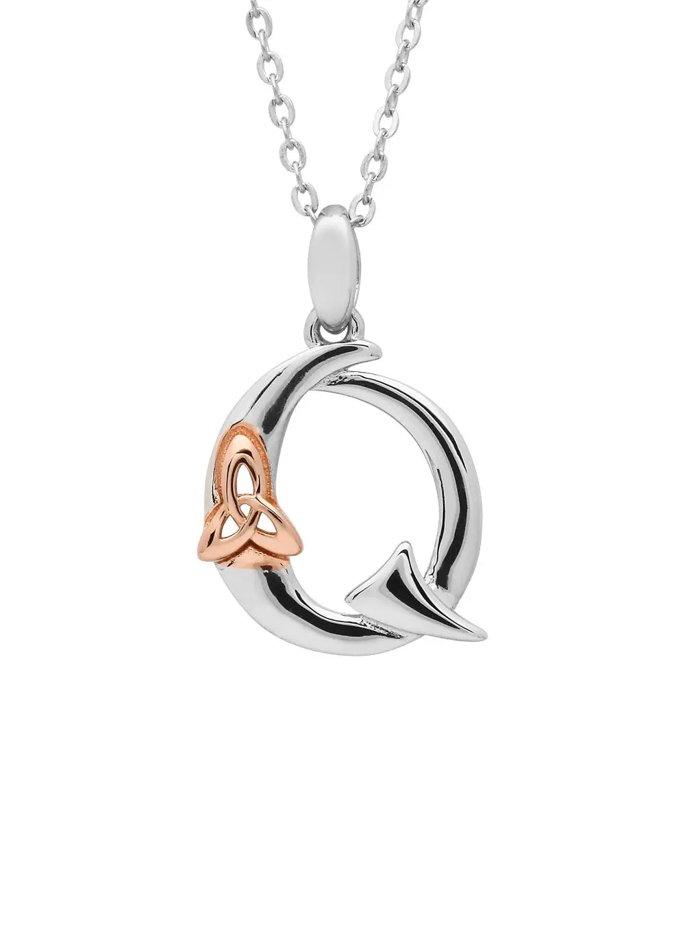 Sterling Silver Trinity Knot Initial Pendant - Q