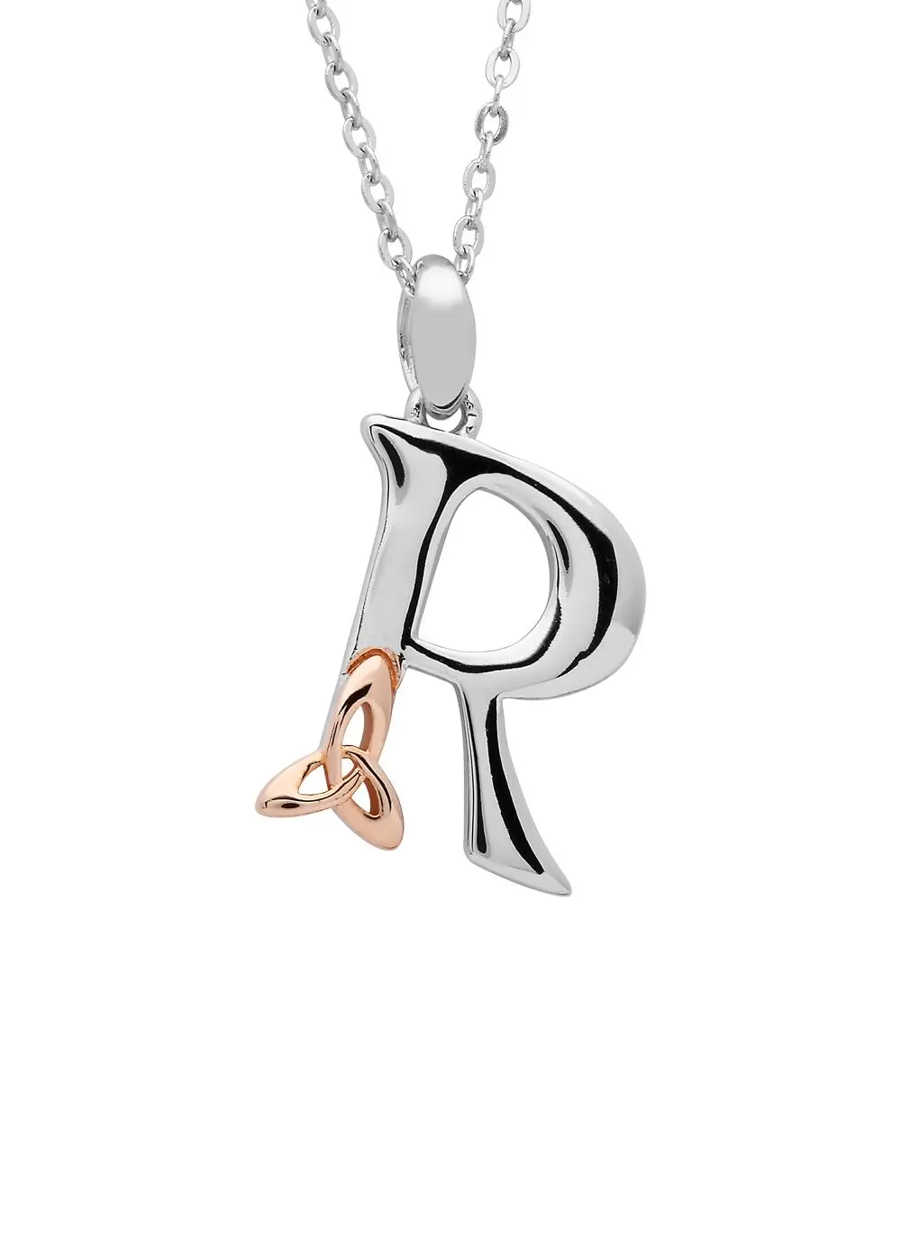 Sterling Silver Trinity Knot Initial Pendant - R