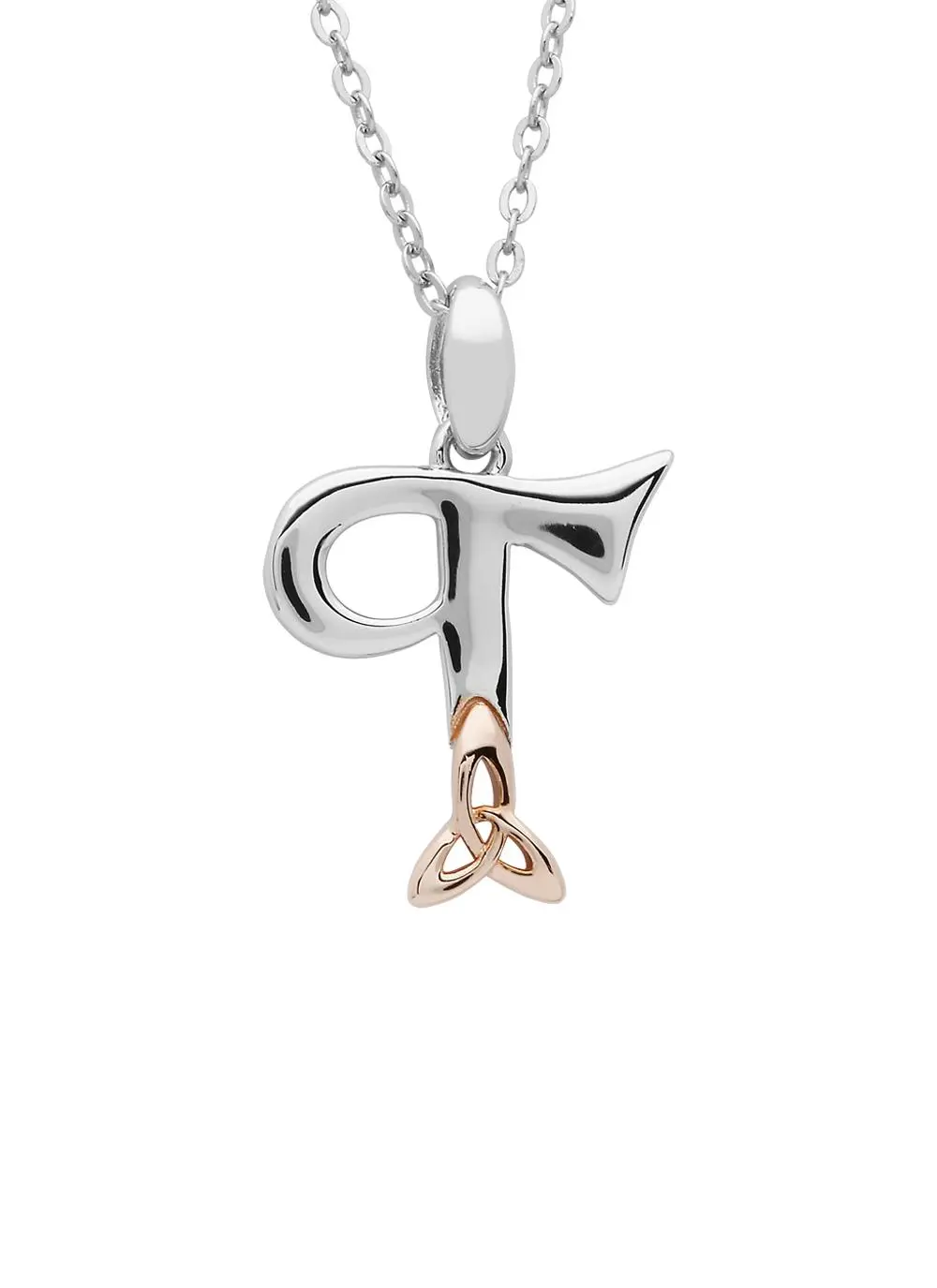 Sterling Silver Trinity Knot Initial Pendant - T