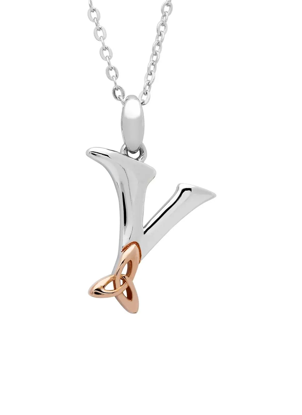Sterling Silver Trinity Knot Initial Pendant - Y