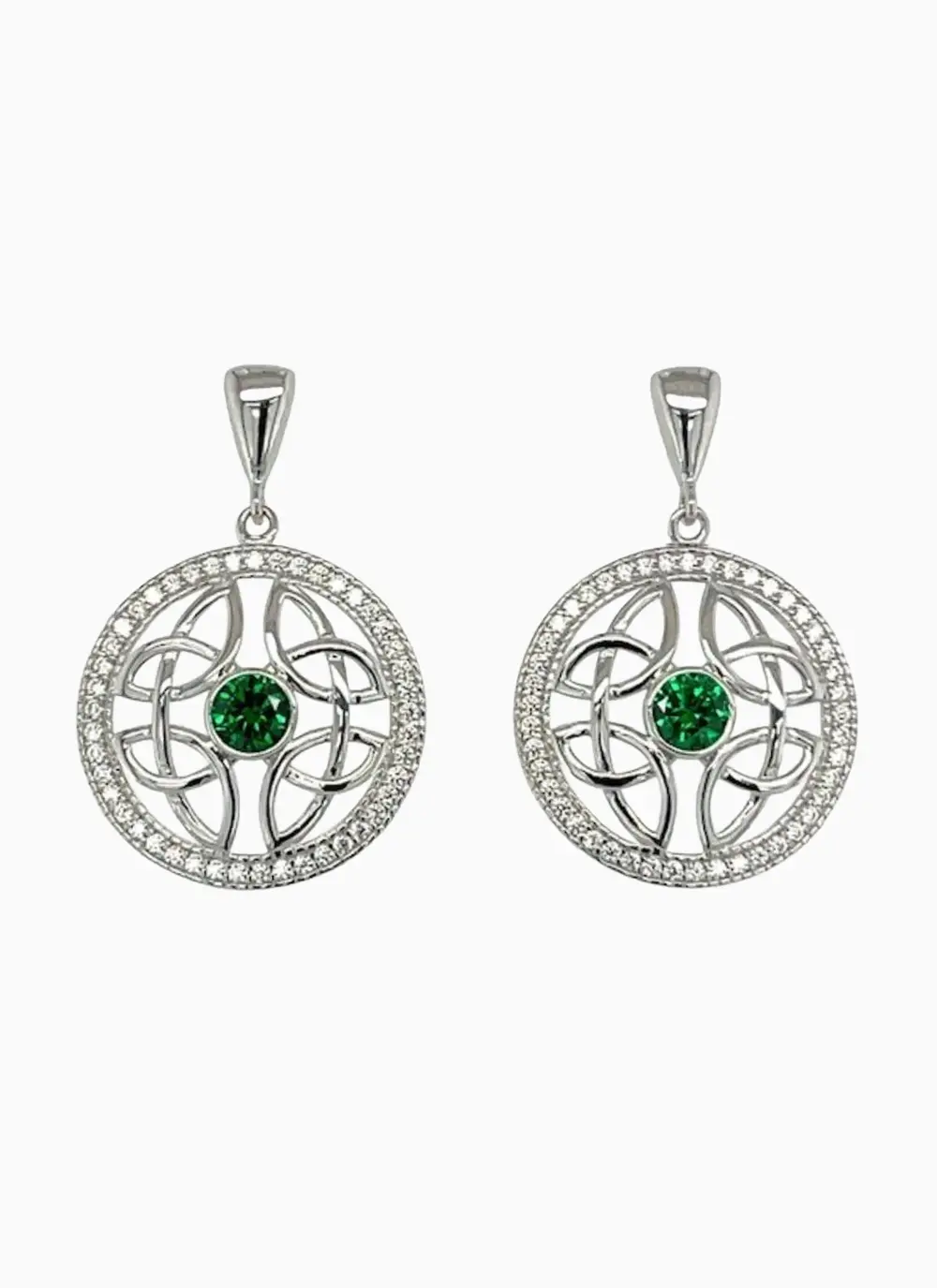 Sterling Silver Round Drop Earrings with Cubic Zirconia