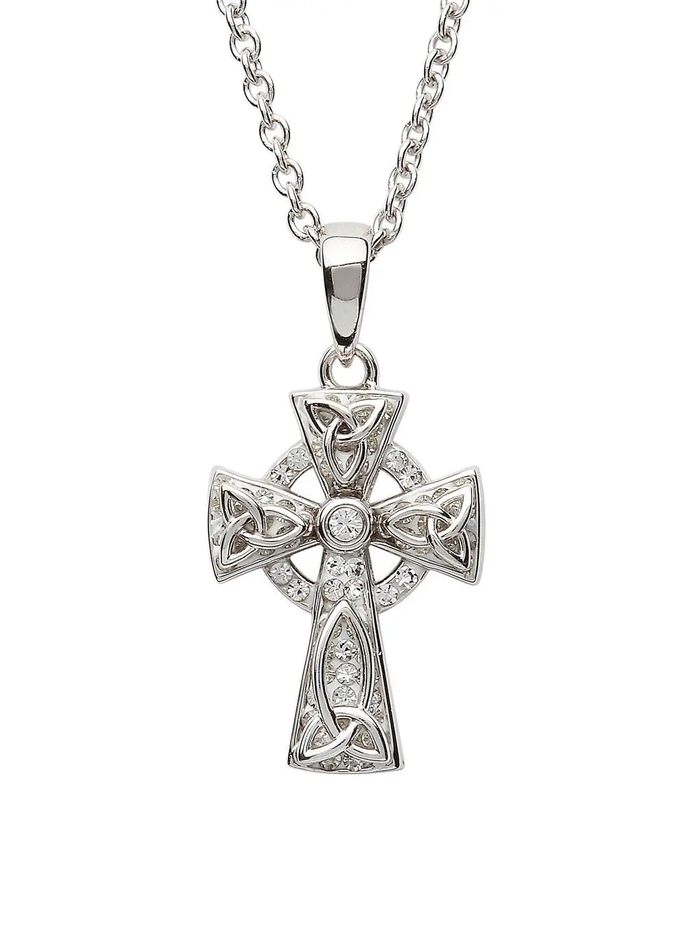 Faith Sterling Silver Sterling Silver Rose Gold Celtic Cross Pendant 22 x  15mm on Diamond Cut Chain - Jewellery from Faith Jewellers UK