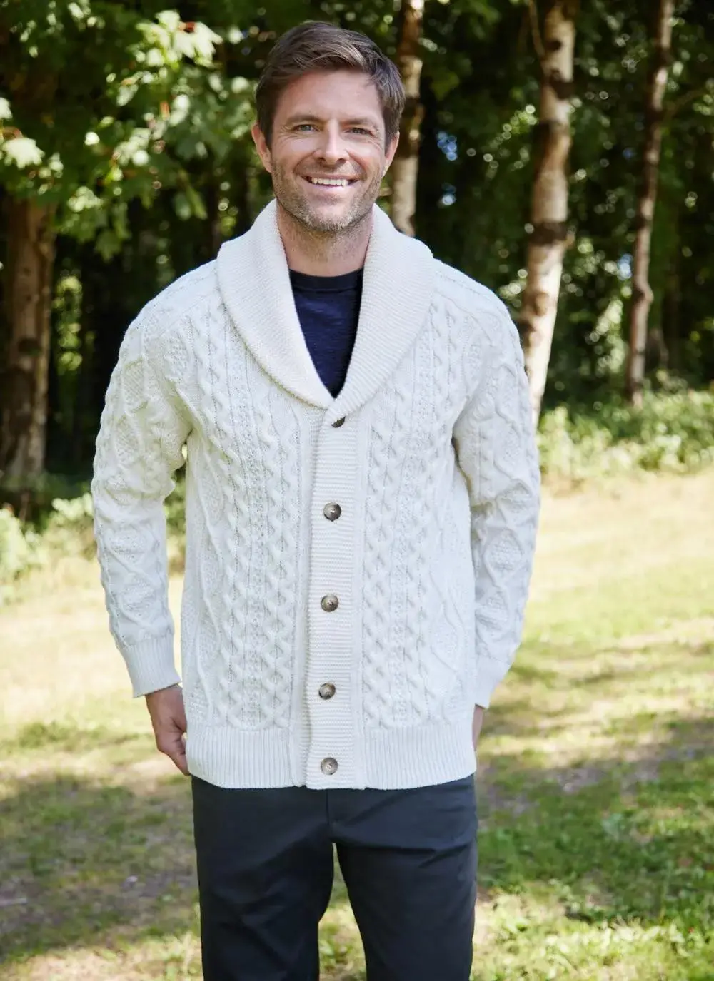 Conor Shawl Collar Aran Cardigan