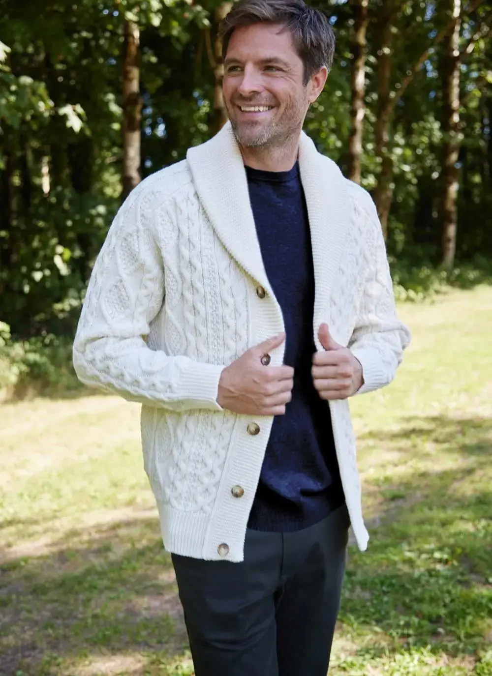 Conor Shawl Collar Aran Cardigan