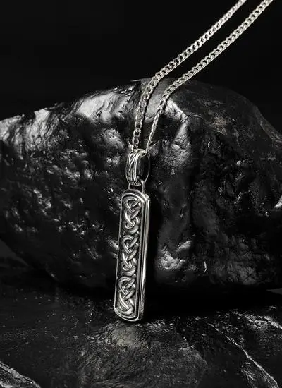Sterling Silver Celtic Knot Ingot Necklace